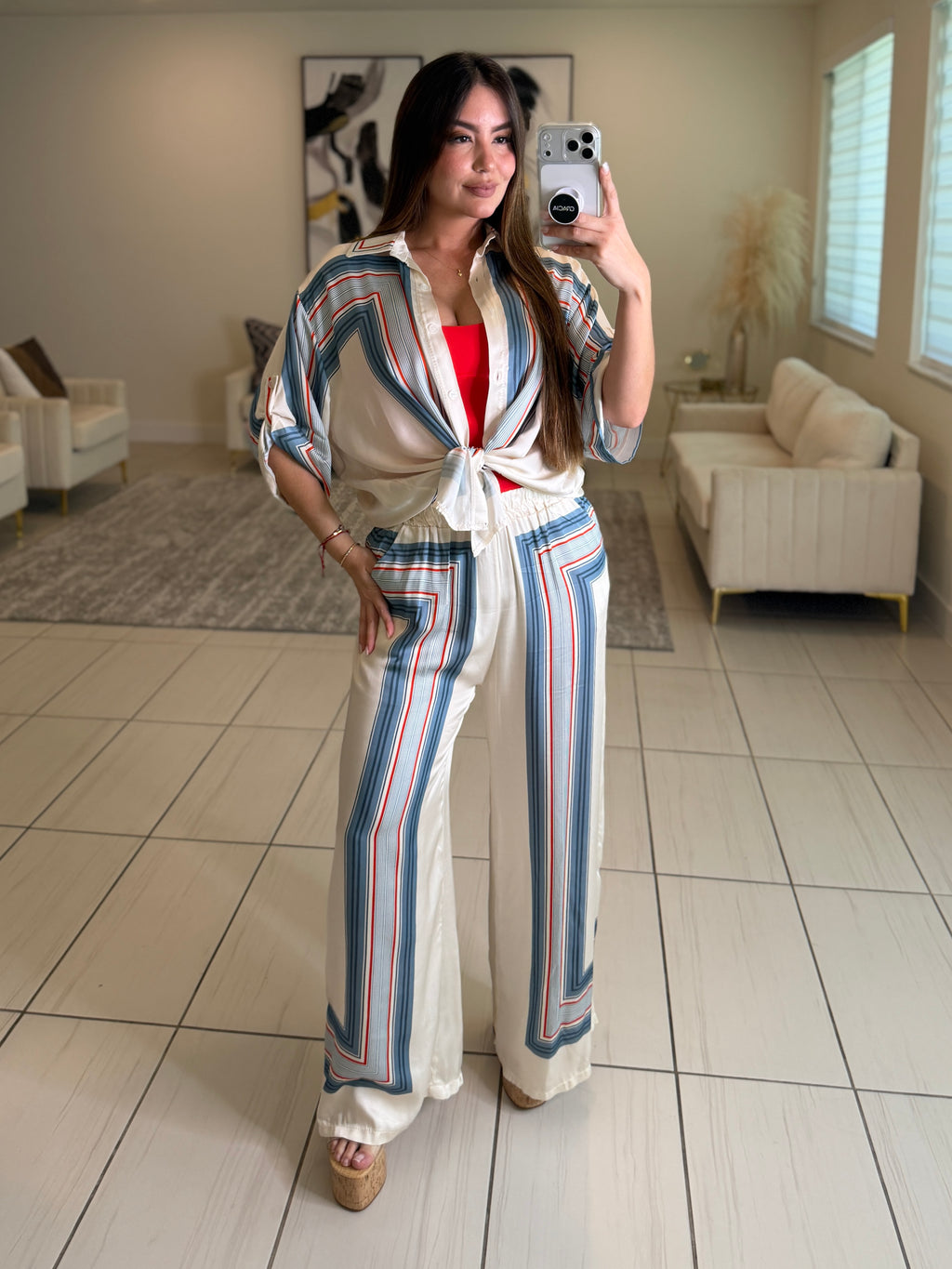 Marine Stripes Beige Pant Set