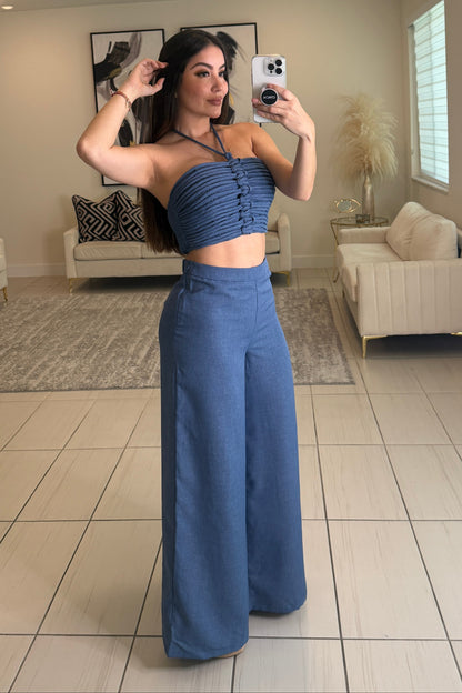 The Soleil Blue Pant Set