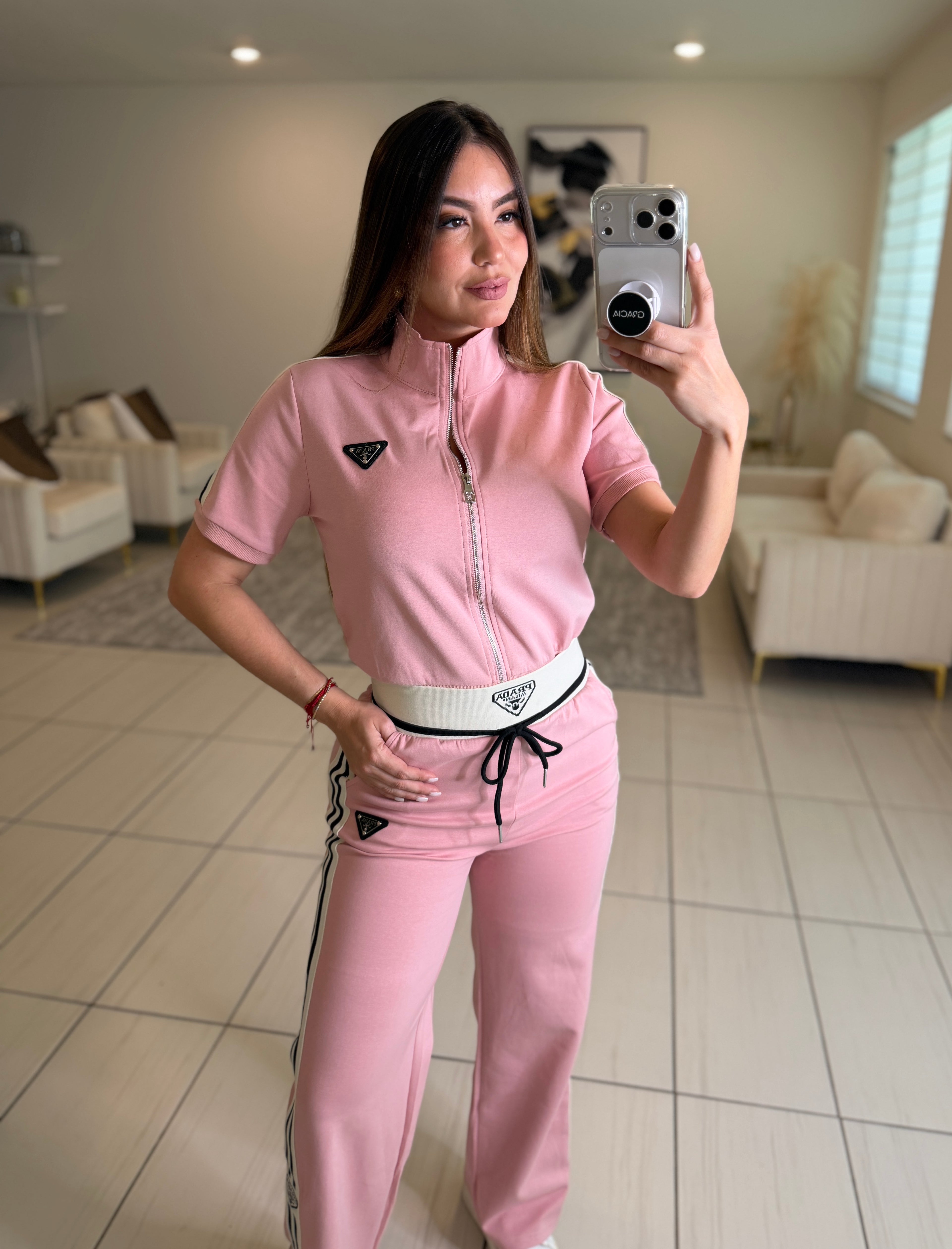 Iconic Structure Pink Pant Set