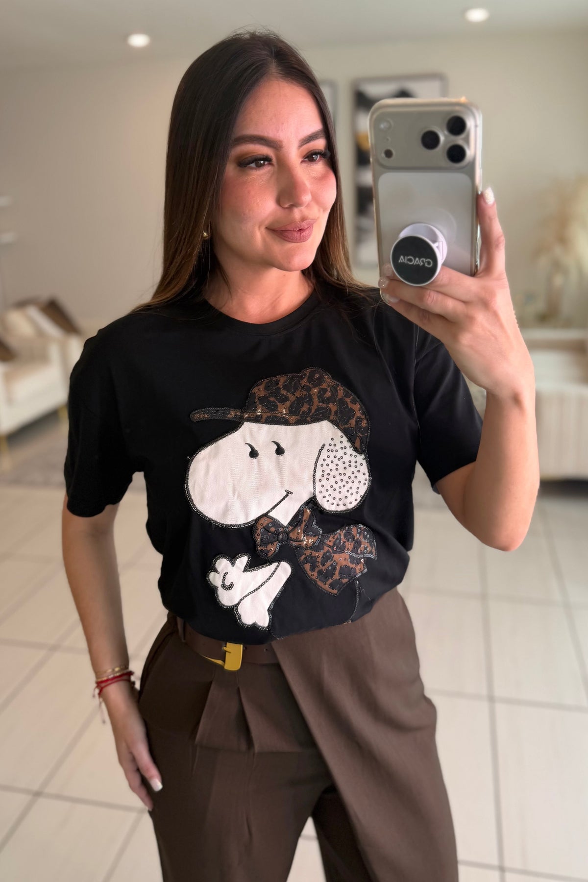 Coquette Print Black Tshirt