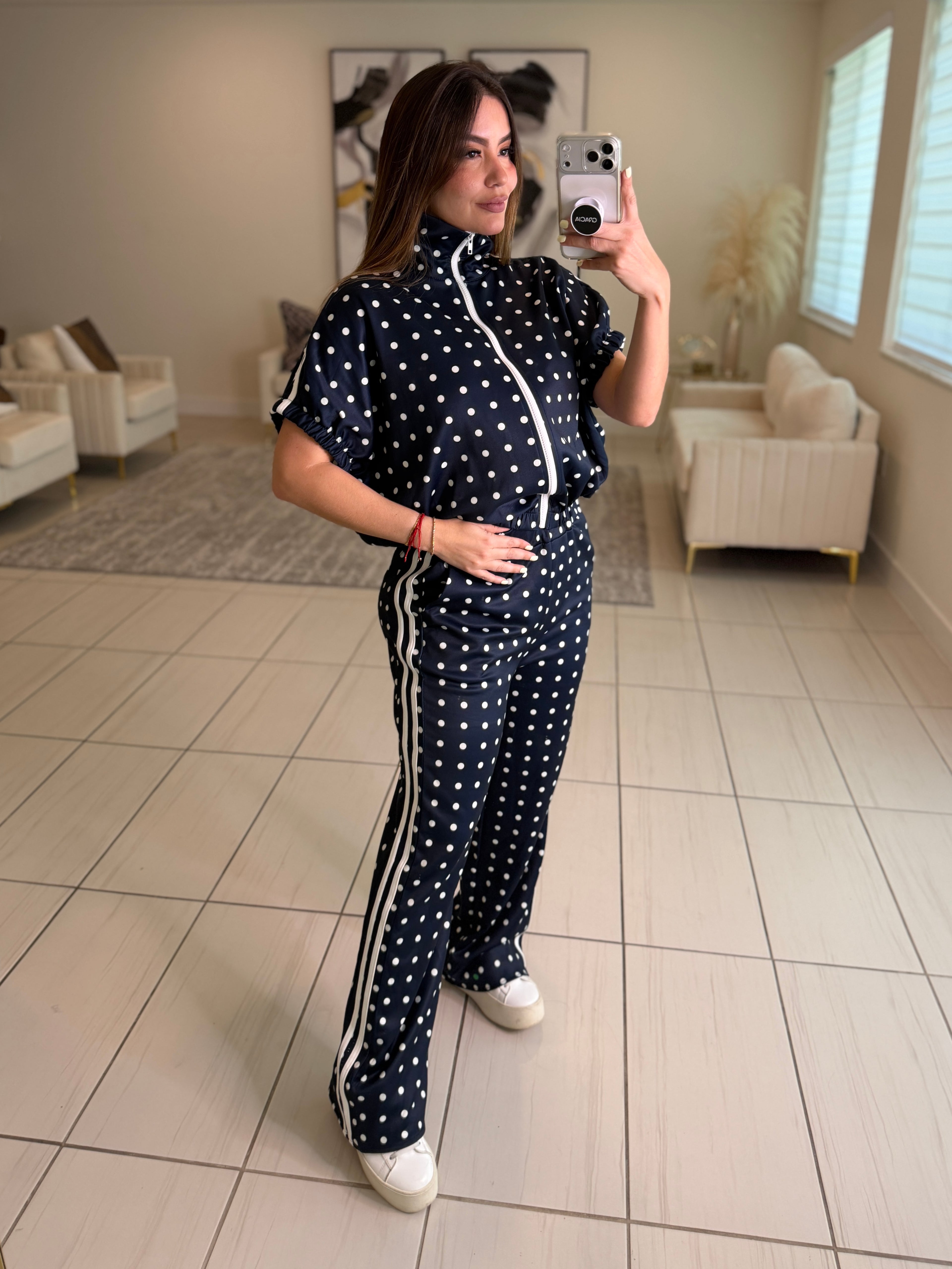 Italian Dots Navy Blue Pants Set