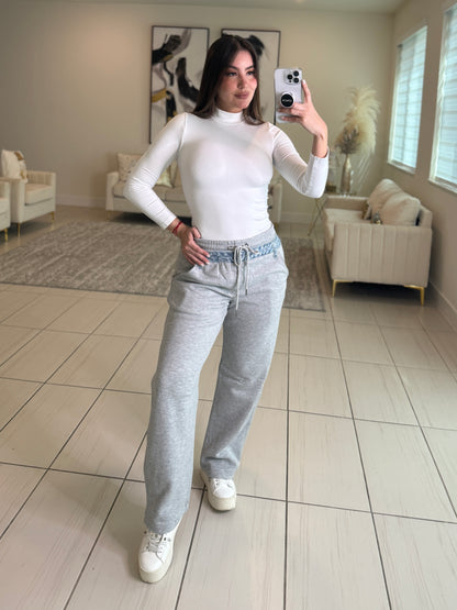 Comfy Contrast Grey and  Denim Pants