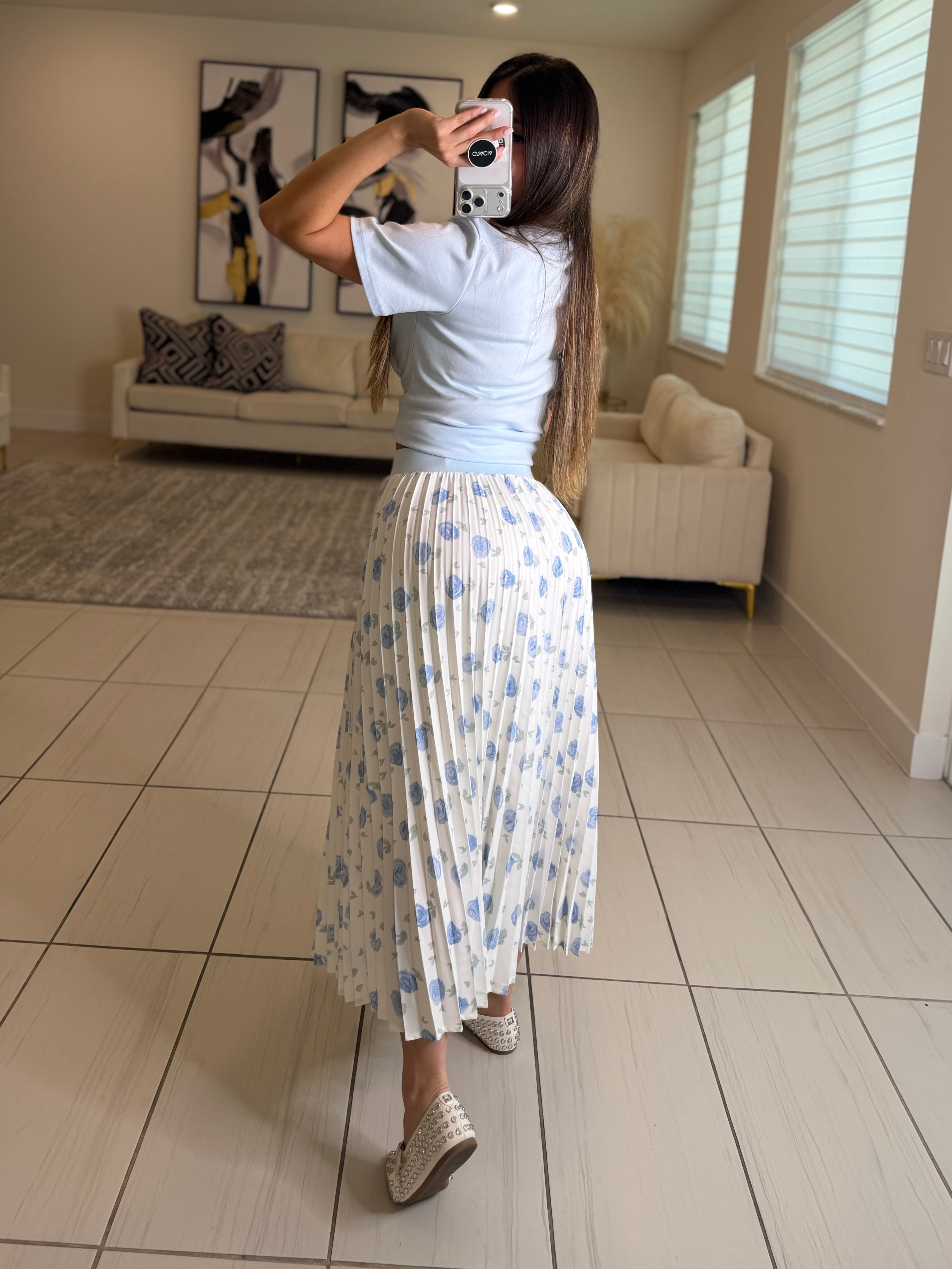 Mirage Flame Blue Skirt Set