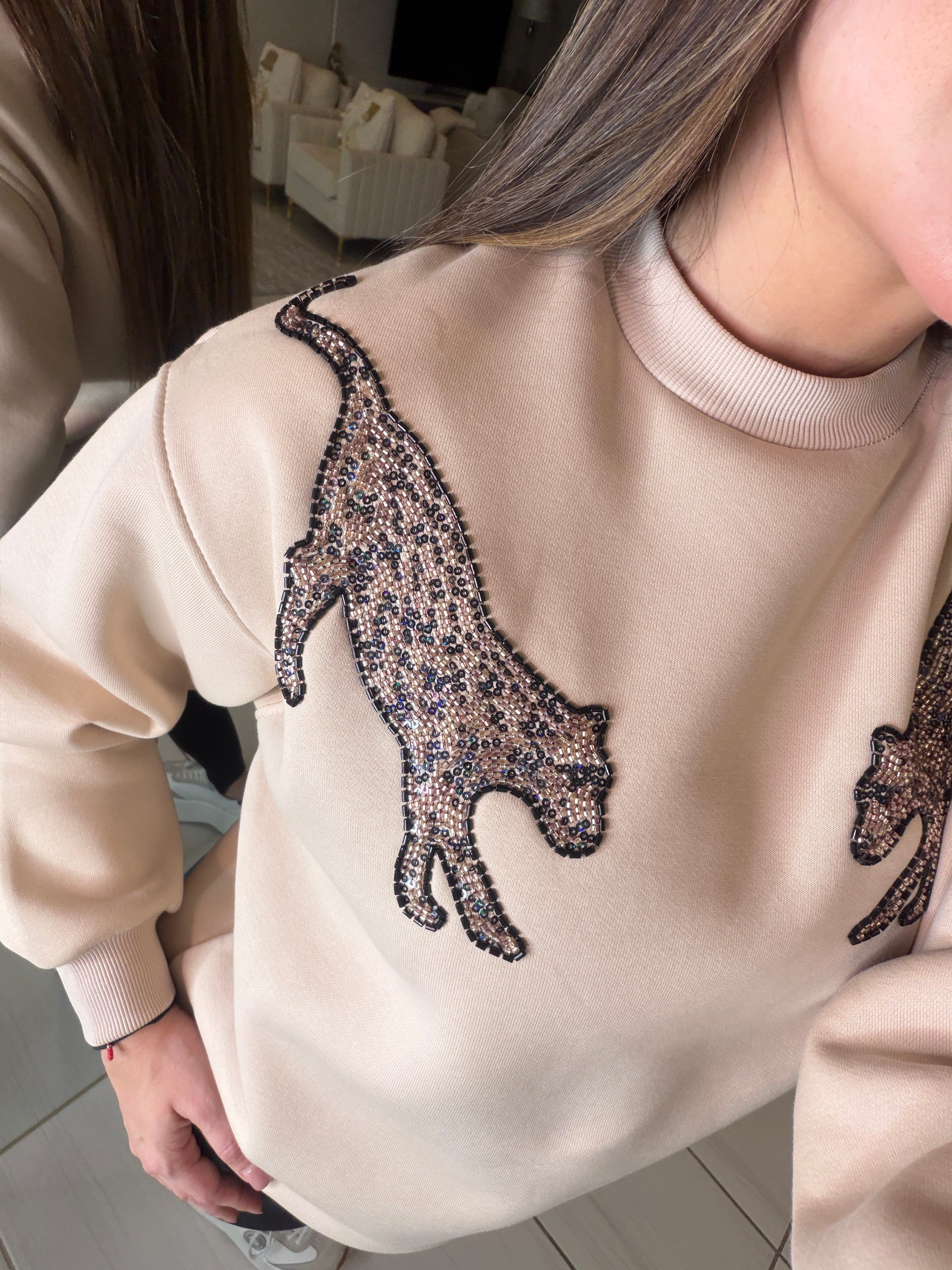Roar Tiger Fashion Beige Sweater