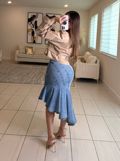 Veiled Motion Denim Skirt