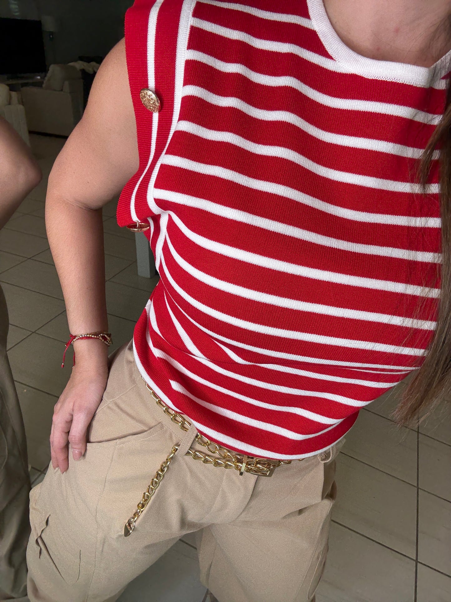 Marine Stripes Red Top