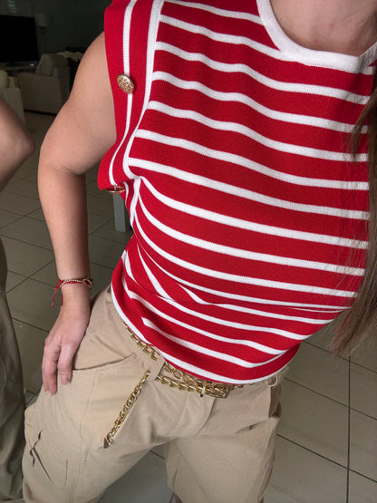 Marine Stripes Red Top