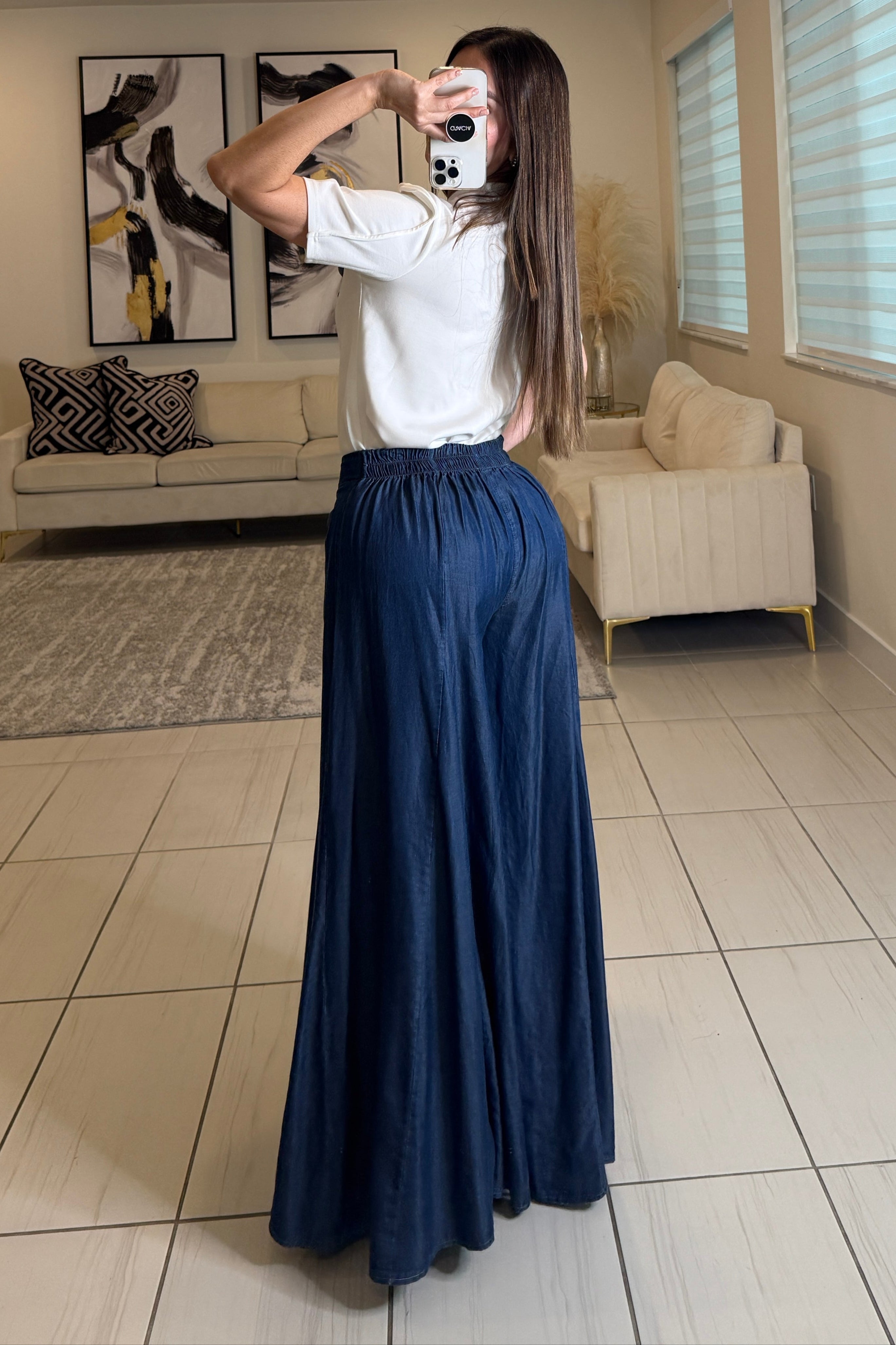 Edit Soft Denim Palazzo Pants