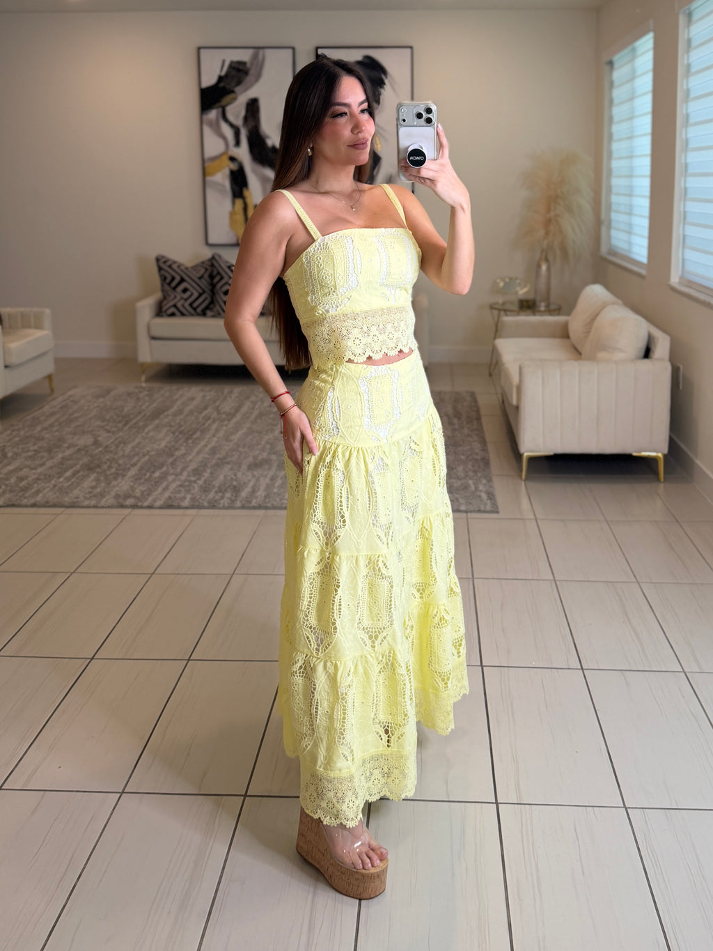 Living A Fairytale Yellow Skirt Set
