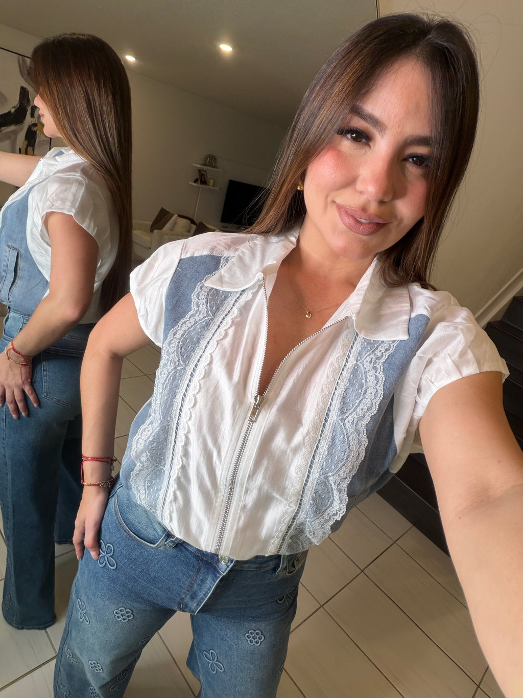 Parisian Contrast White Top