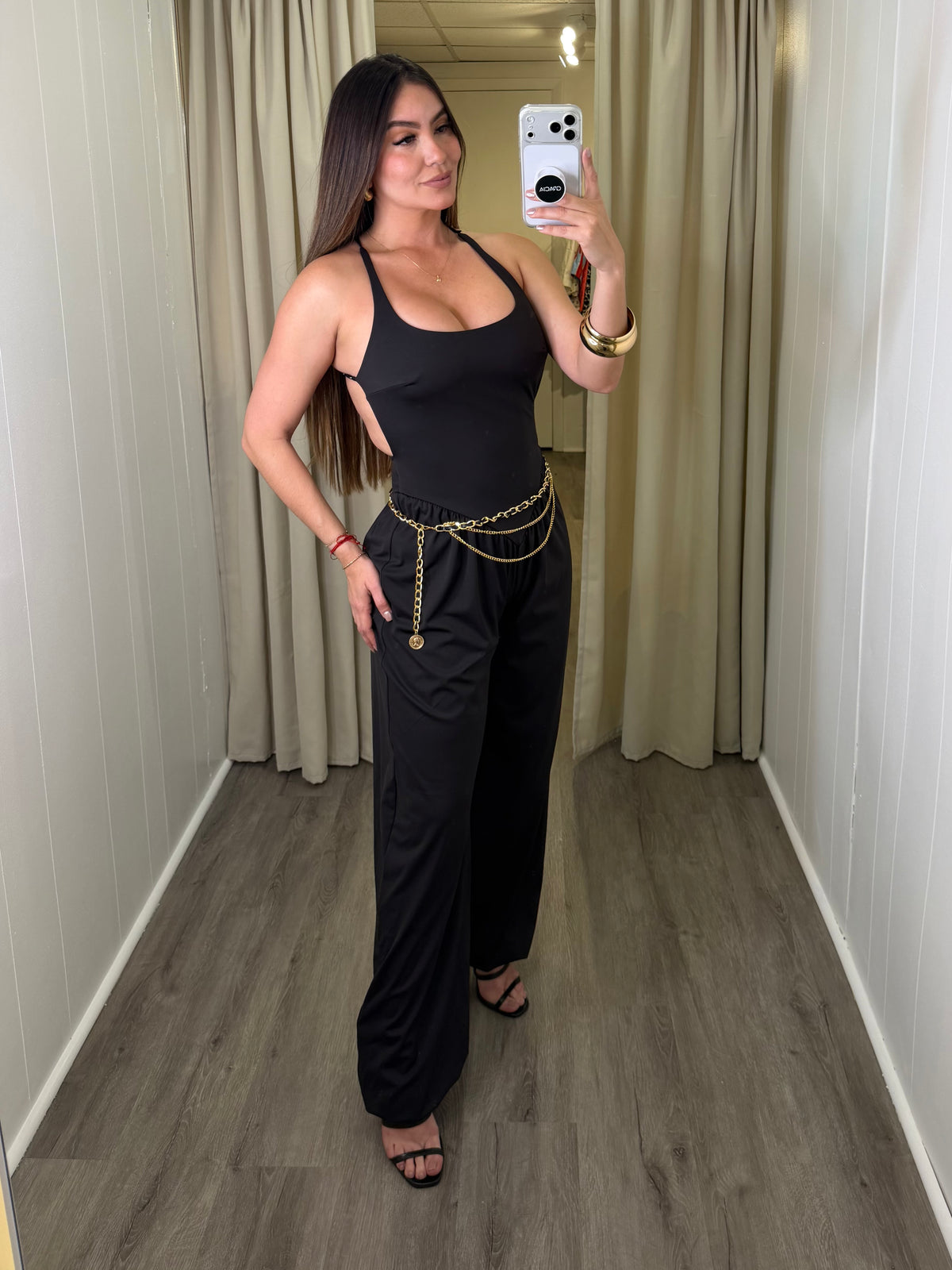 Effortless Essence Ruched Black Jumpsuit