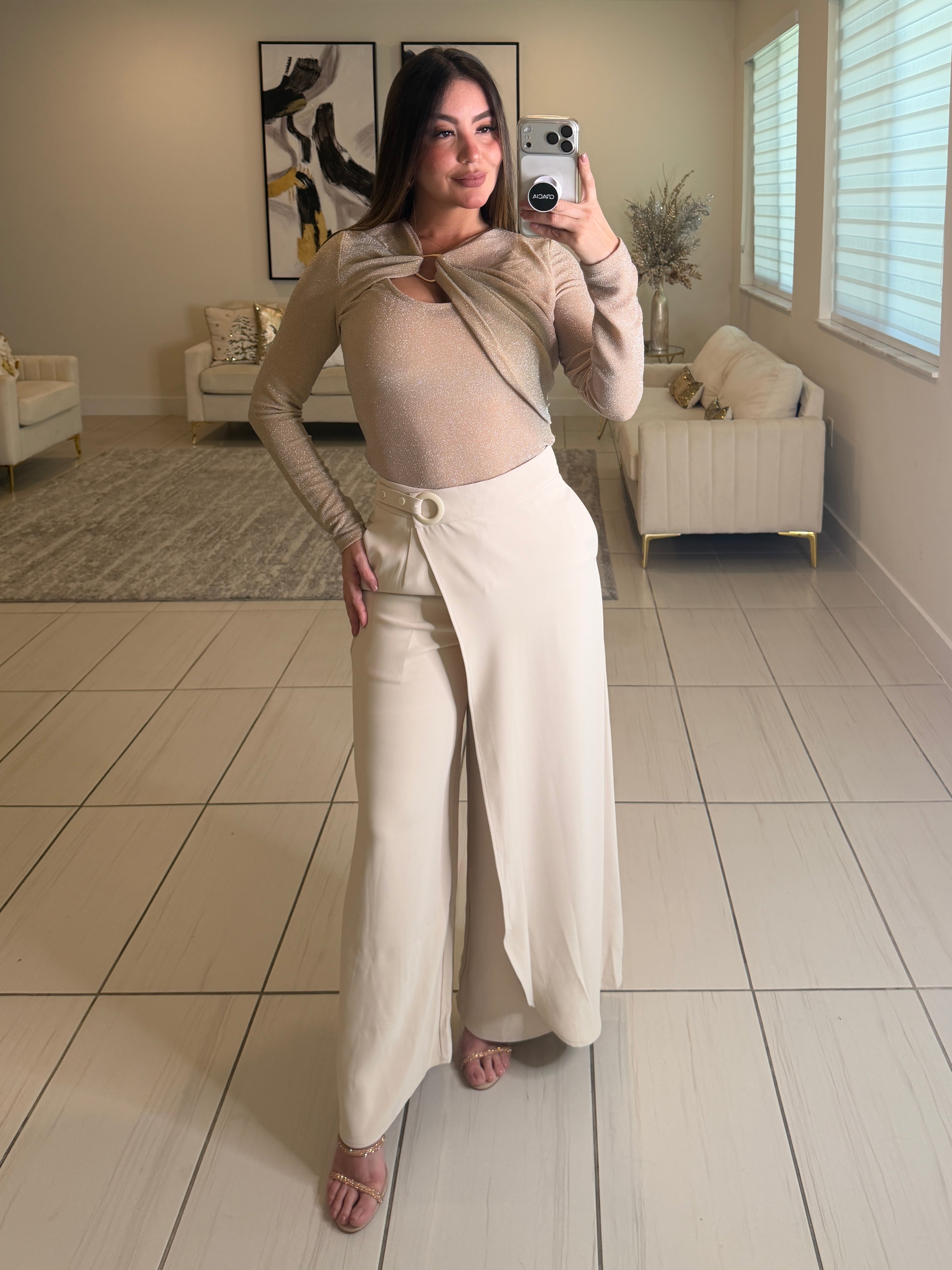 Asymmetrical Ambrosia Beige Pants