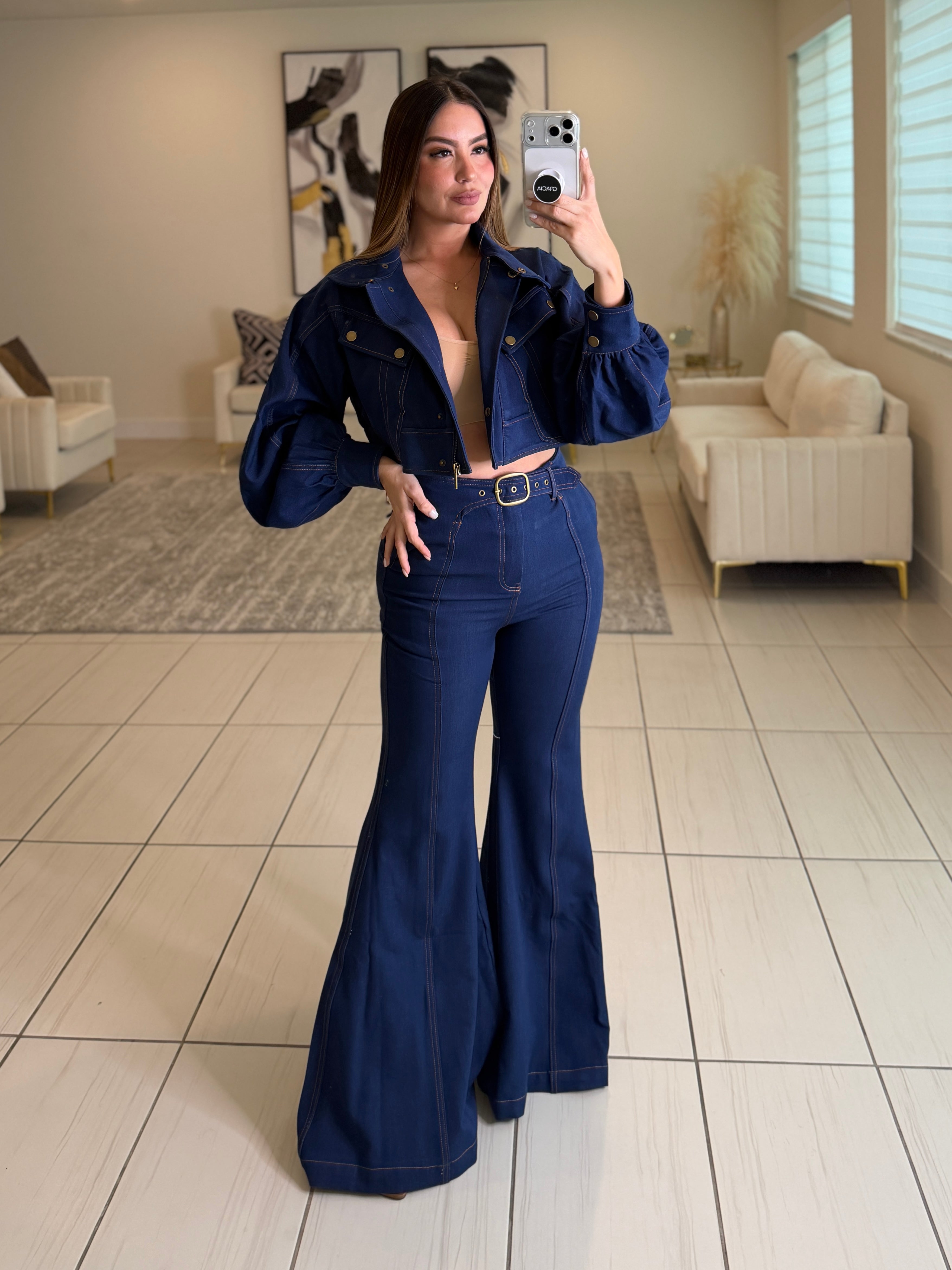 Luna Denim Utility Pant Set