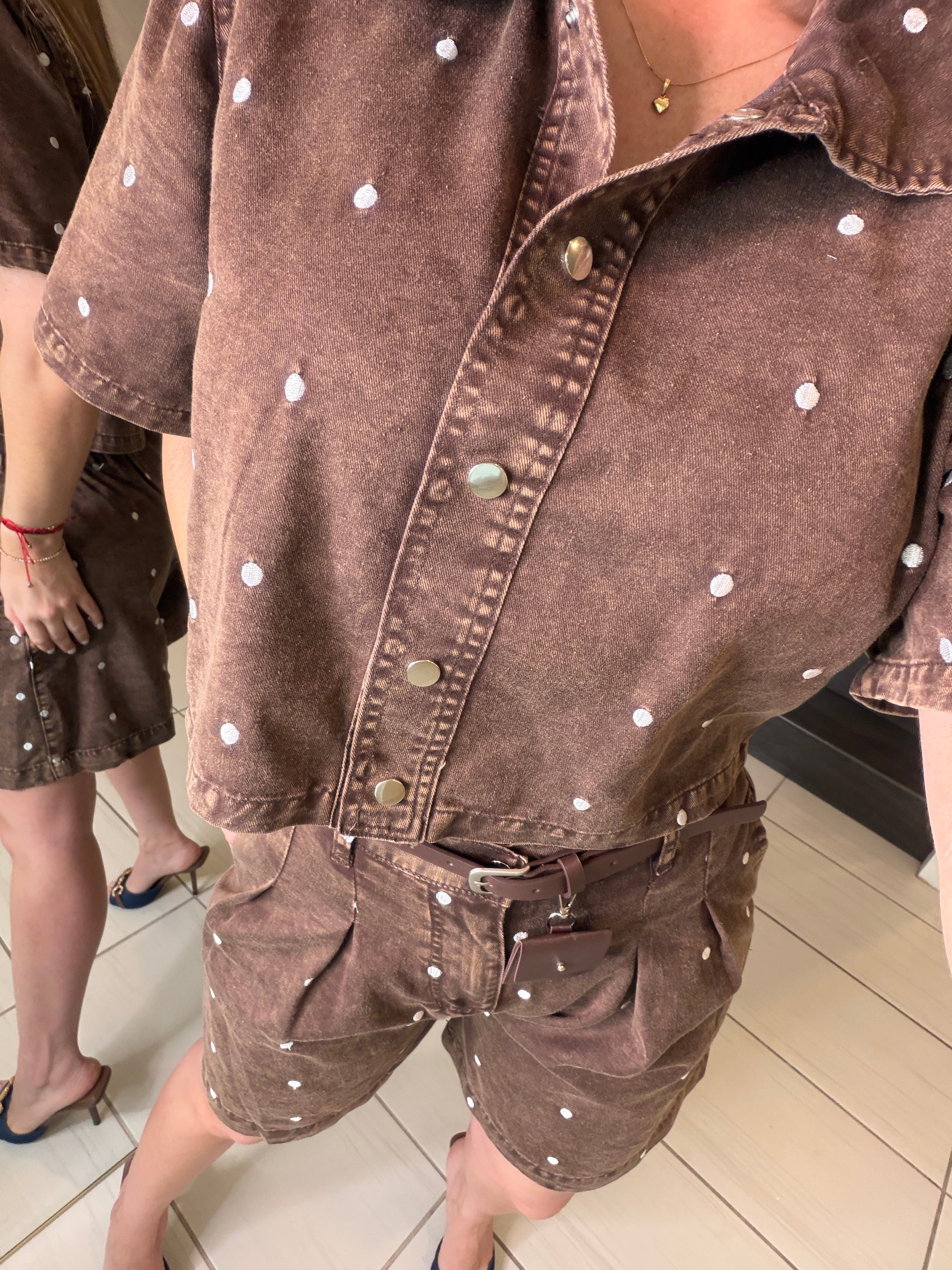 Poetic Dots Brown Short Set