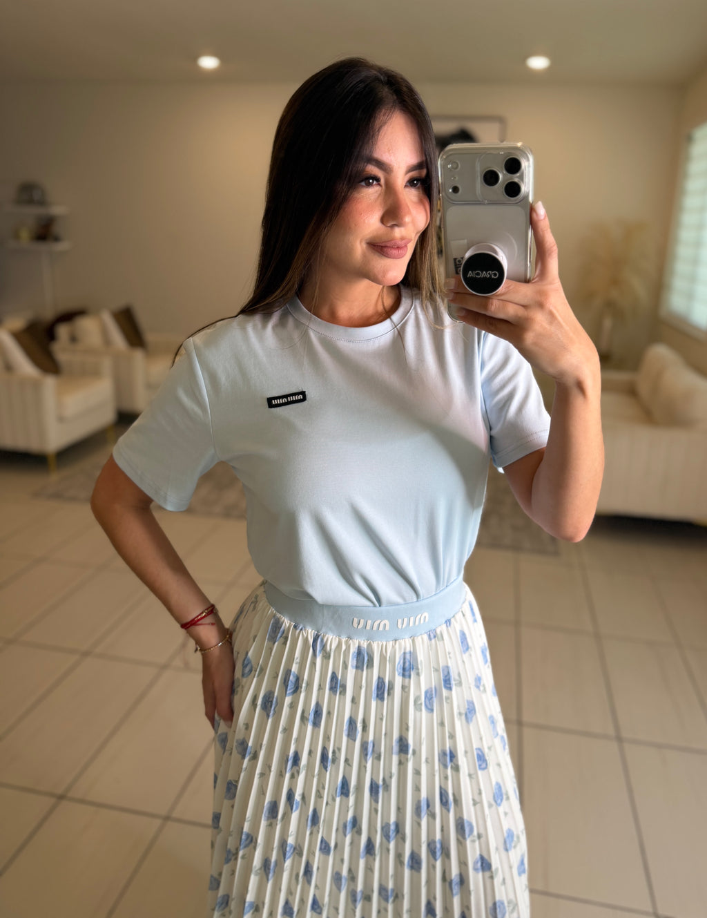 Mirage Flame Blue Skirt Set