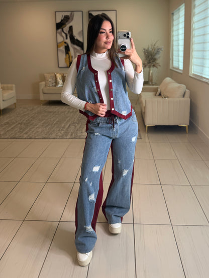 Iconic Wine and Denim Contrast Set