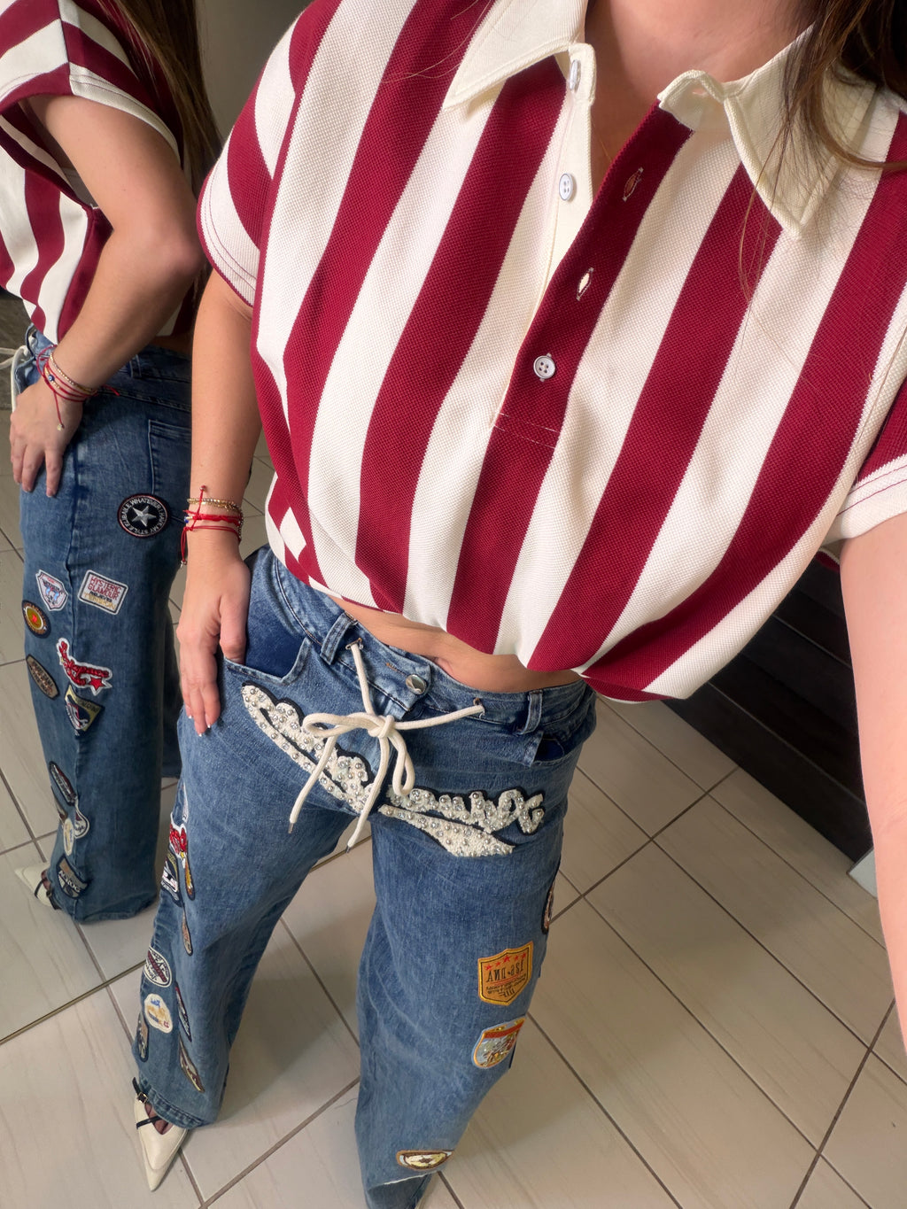Sweet Stripes Red Wine Top