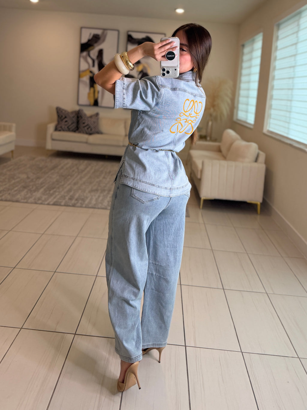 Iconic Light Denim Pant Set