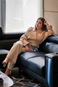 Iconic Contrast Beige and Denim Pants