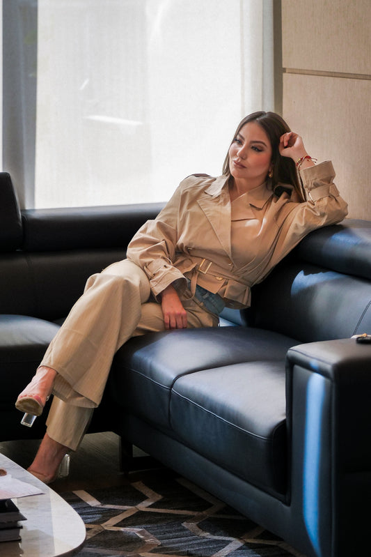 Iconic Contrast Beige and Denim Pants