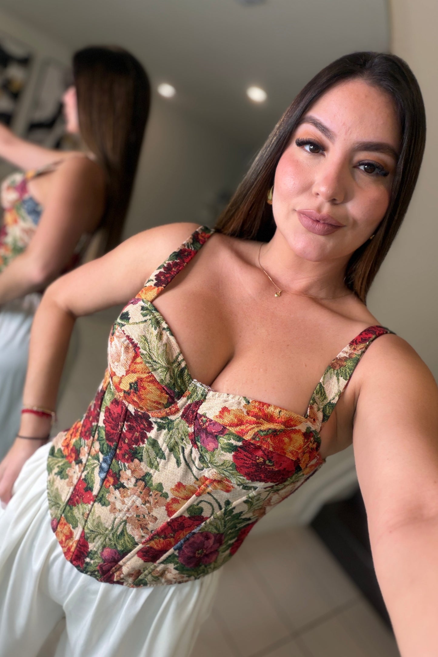 Sweetest Floral Crush Ruched Corset Top