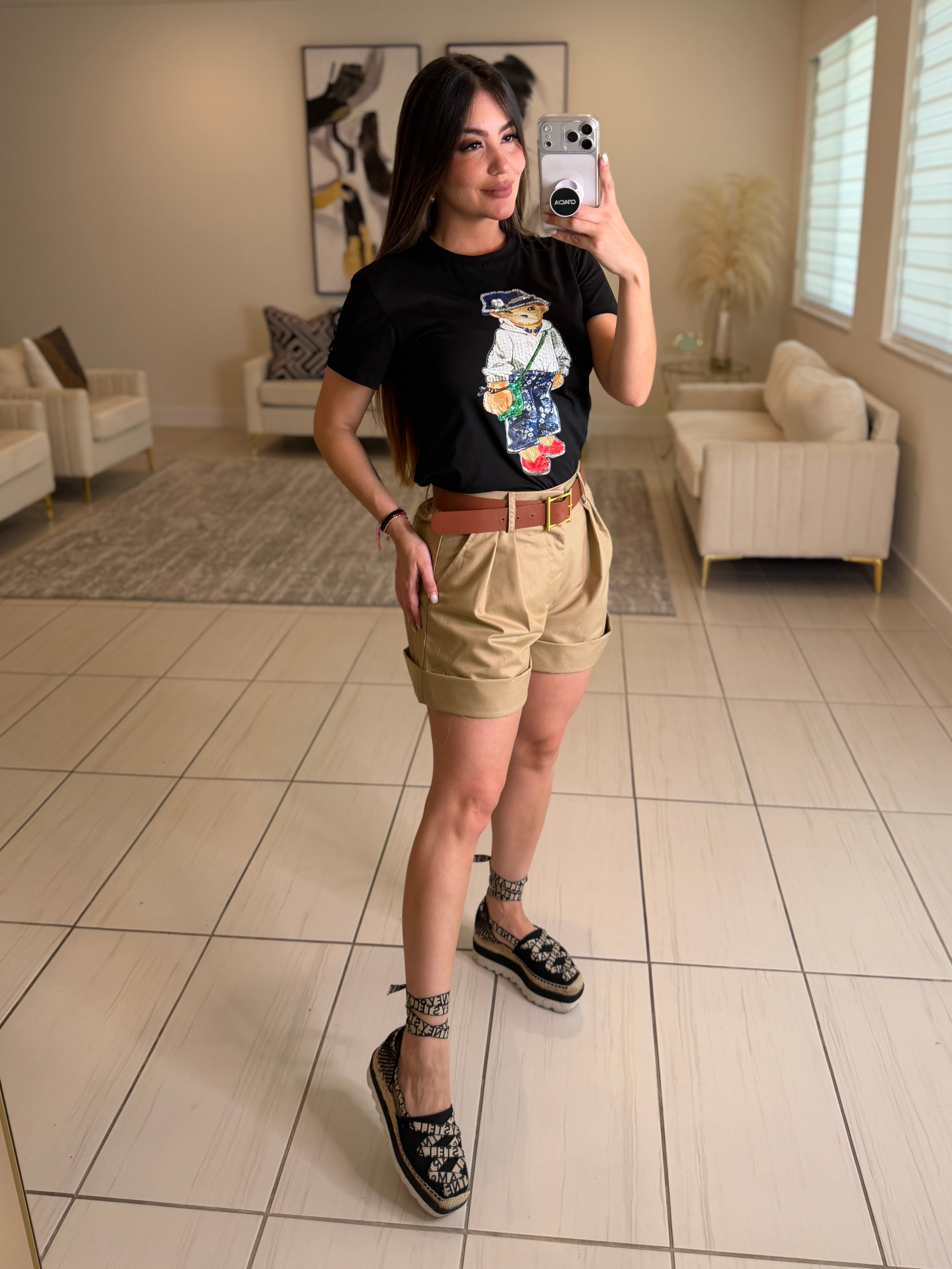 Cuttest Charming Bear Black Tshirt Top