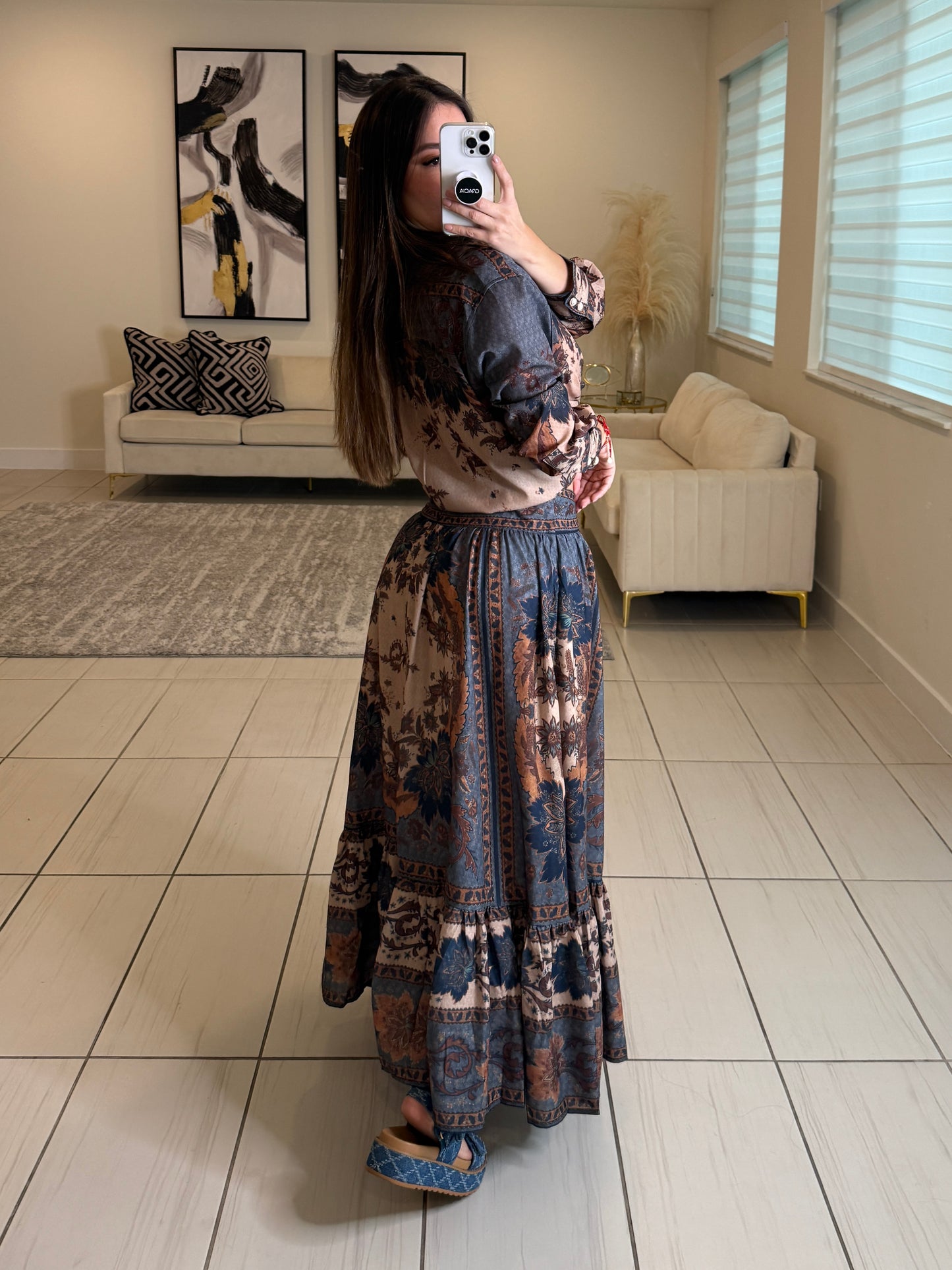 Ascension Tiered Midi Skirt Set
