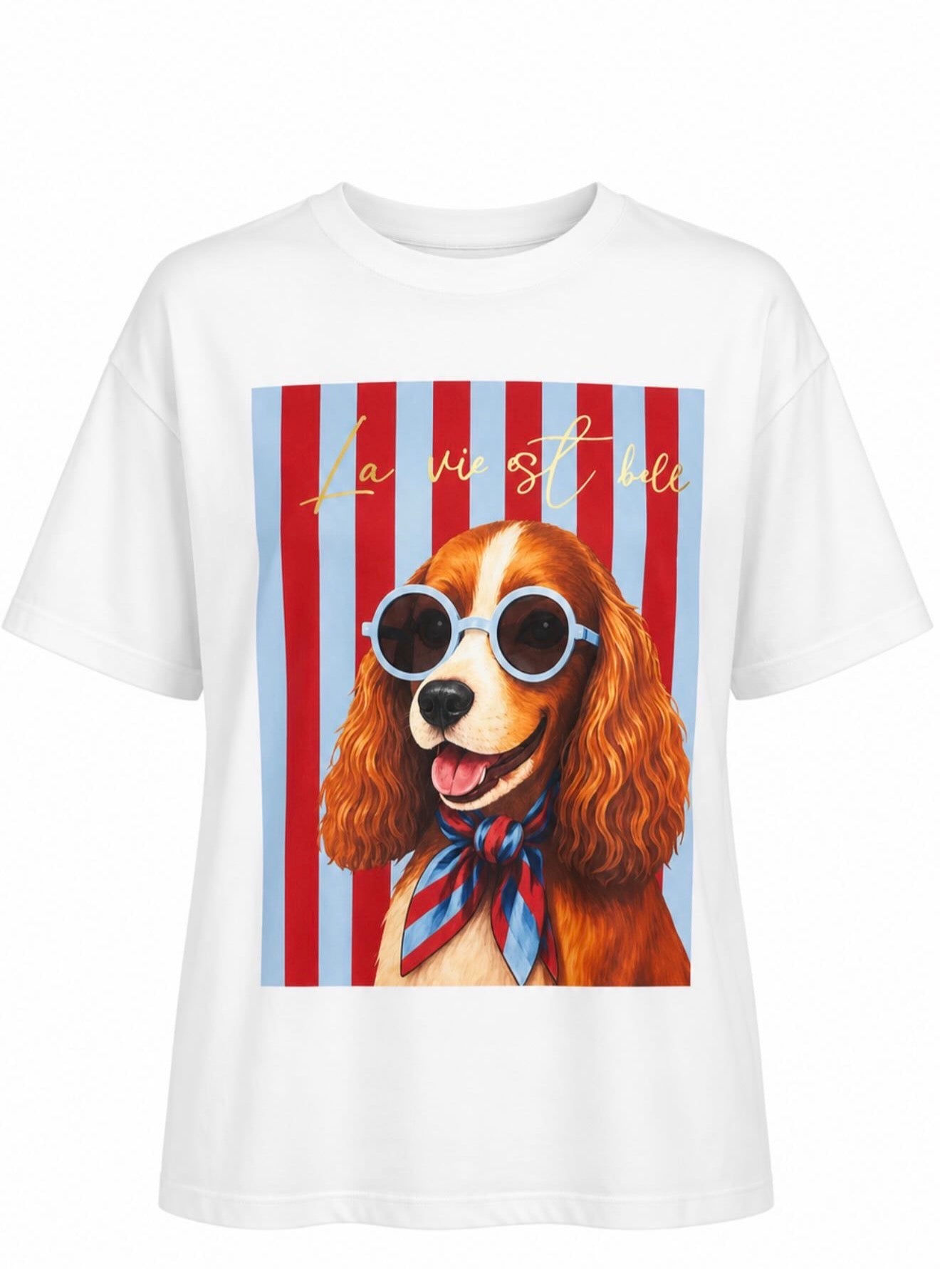 Iconic Puppy Stripes White Tshirt