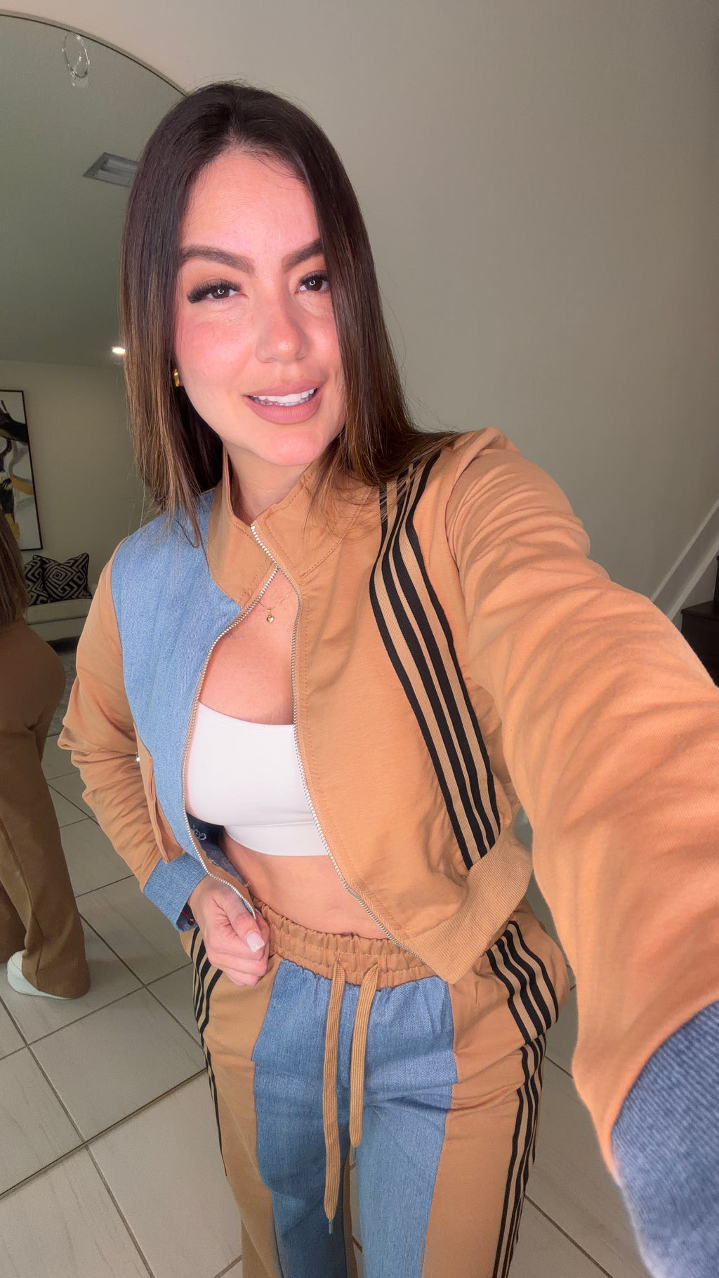 Divine Mocha and Denim Contrast Pant Set