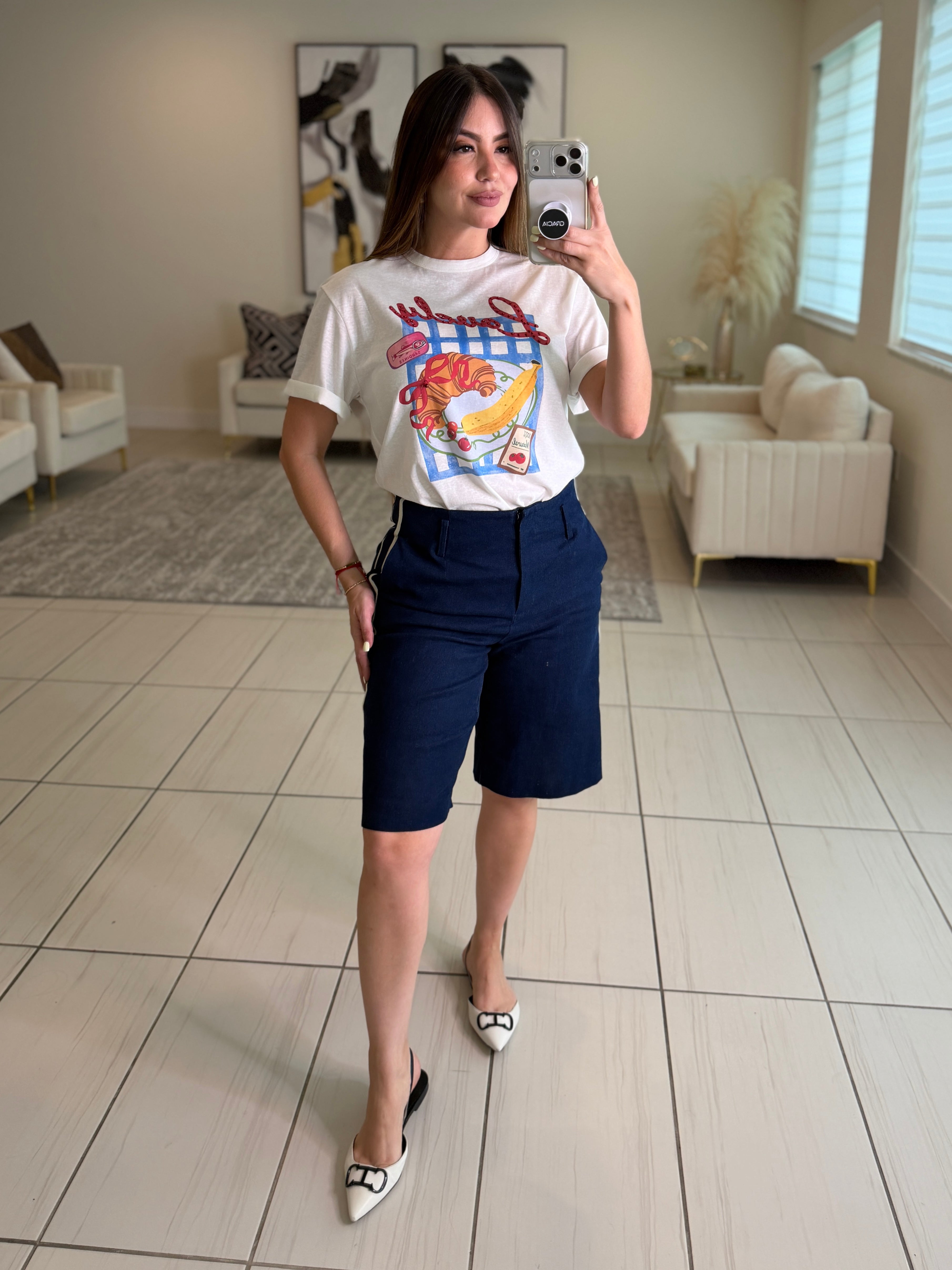 Linear Attraction Navy Blue Bermuda Set
