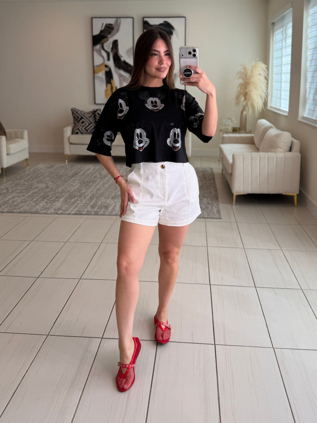 Funny Rhinestones Black Top