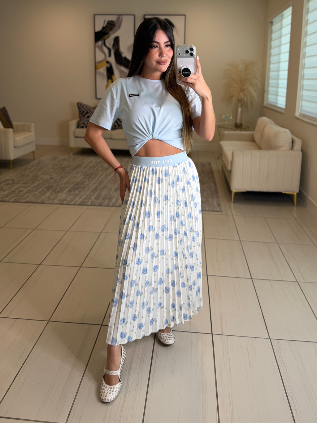 Mirage Flame Blue Skirt Set