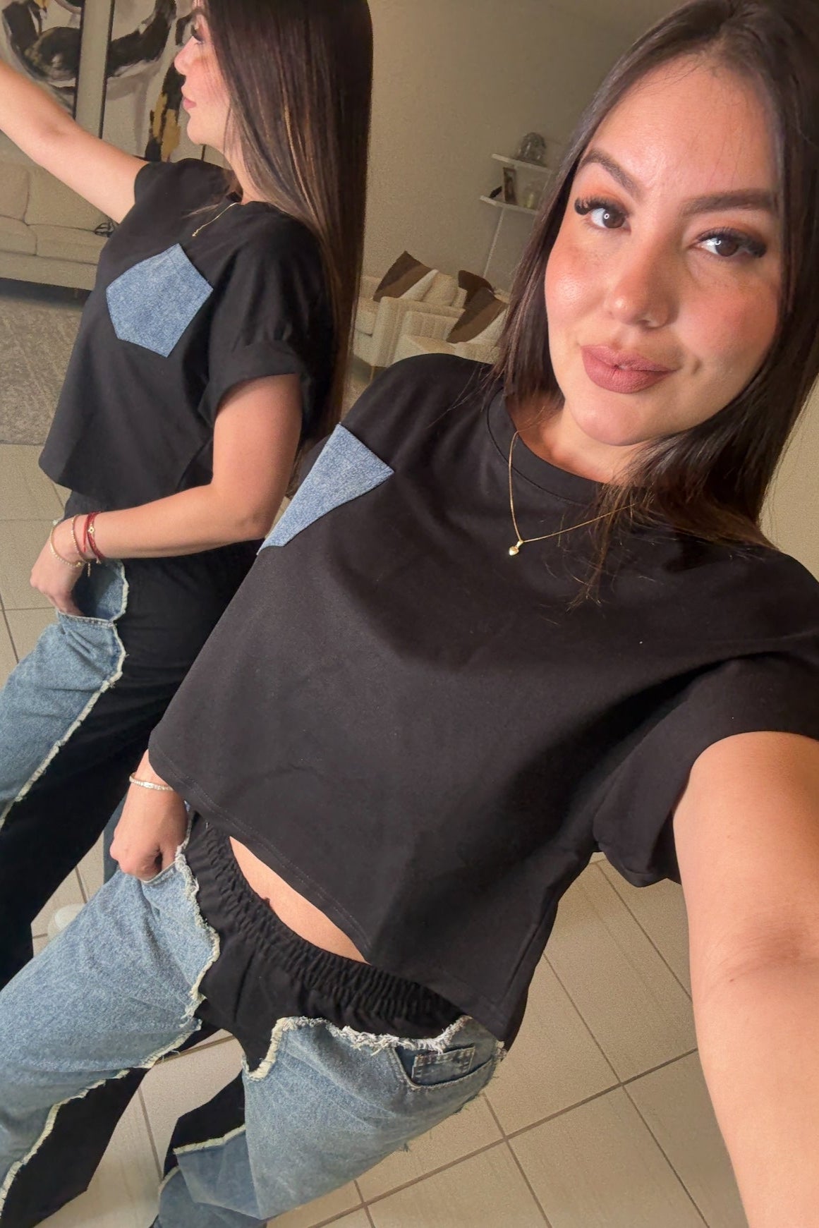 Iconic Structure Black Pants Set