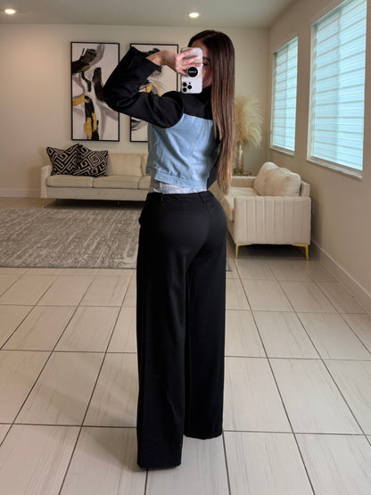 Iconic Contrast Black and Denim Pants