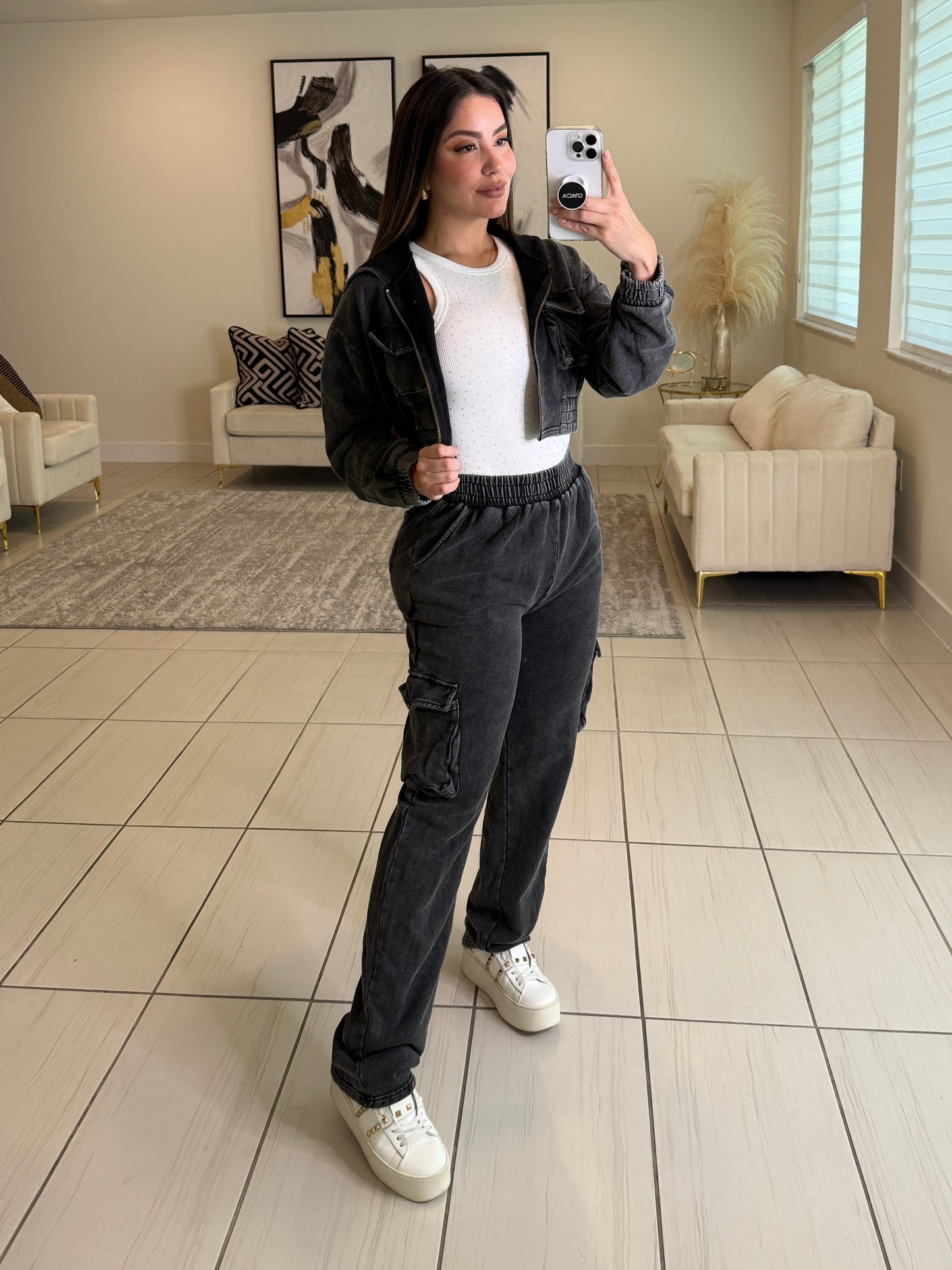 Illusionist Washed Black Pant Set