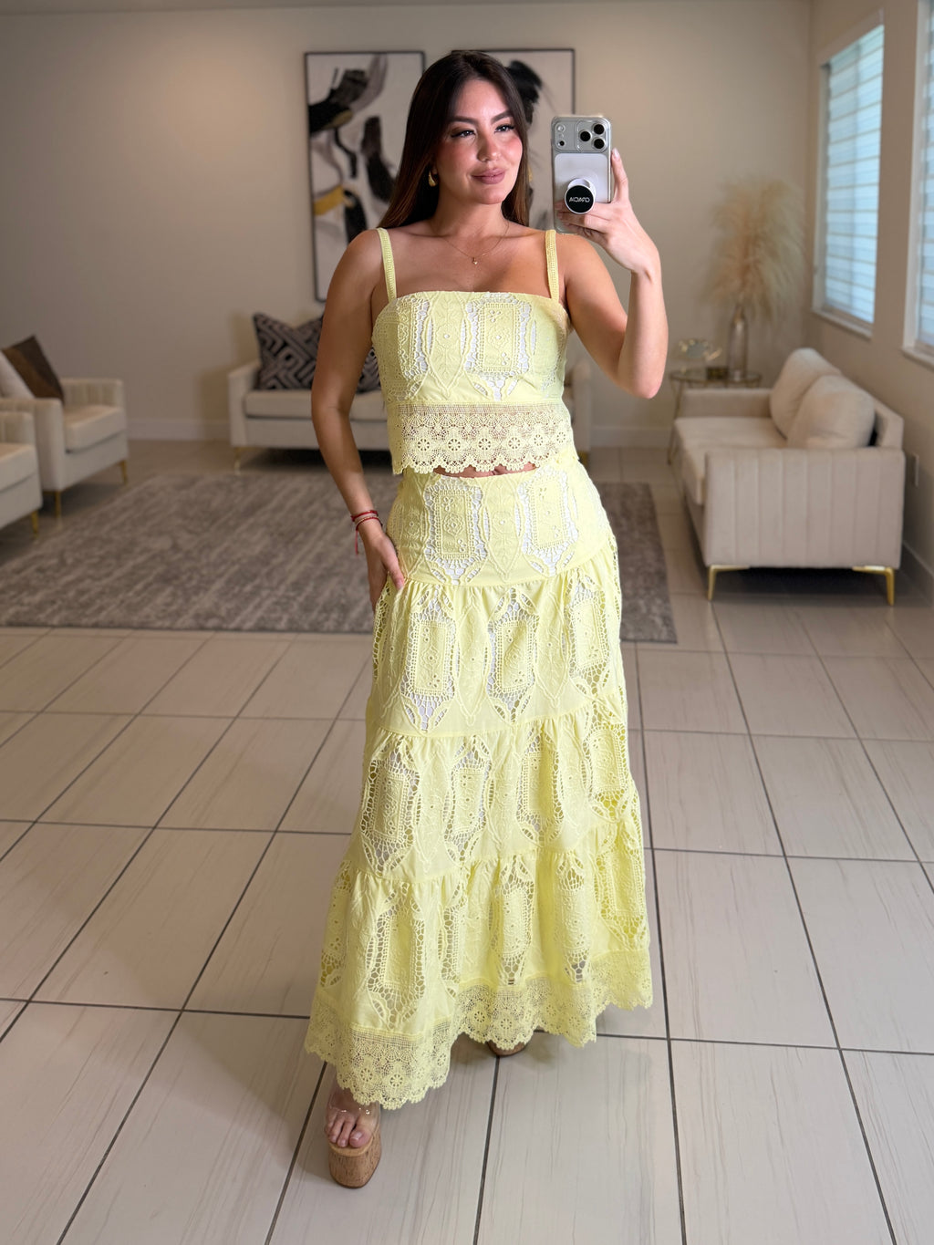 Living A Fairytale Yellow Skirt Set
