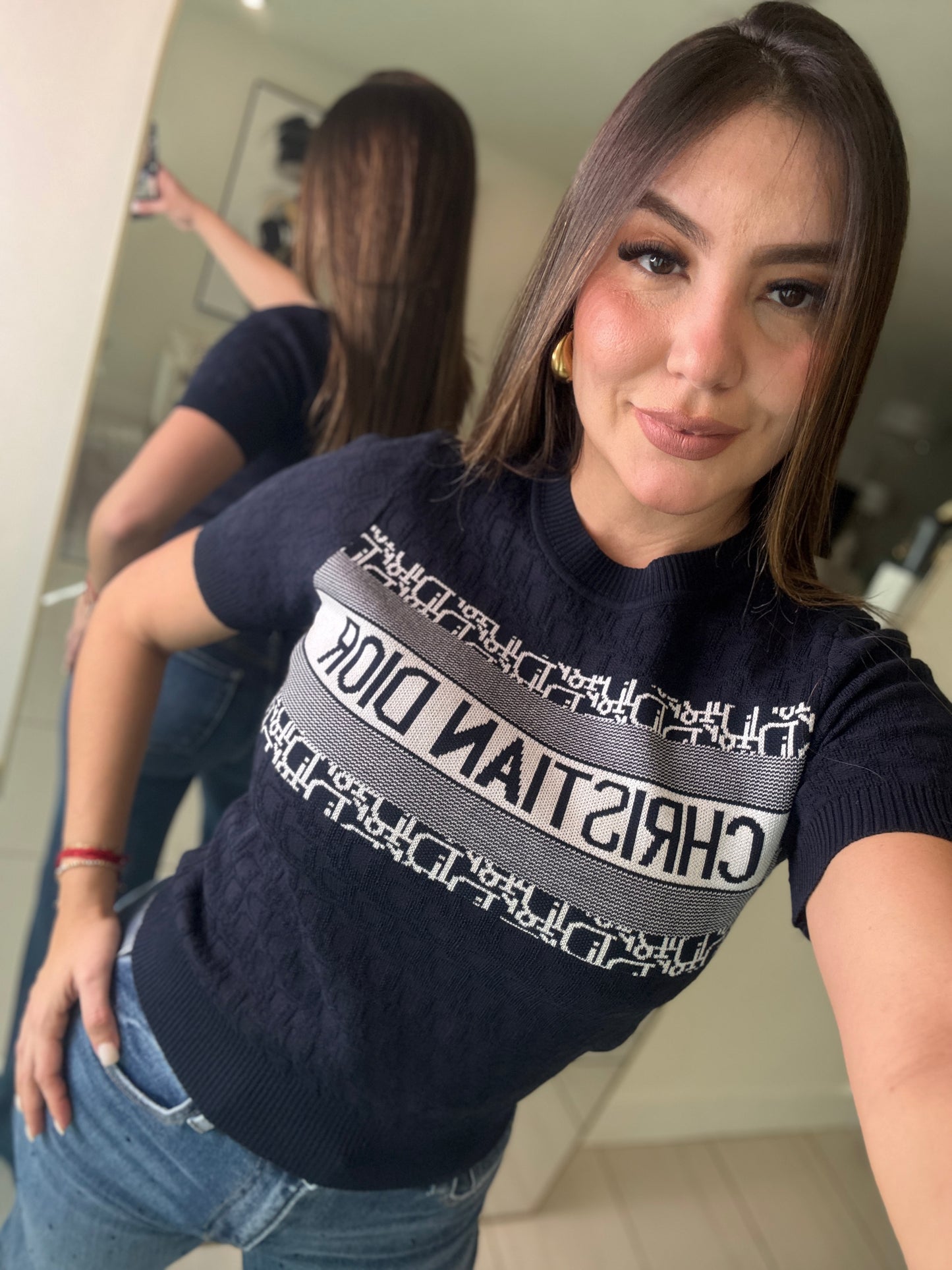 Maximalist Knit Navy Blue Top