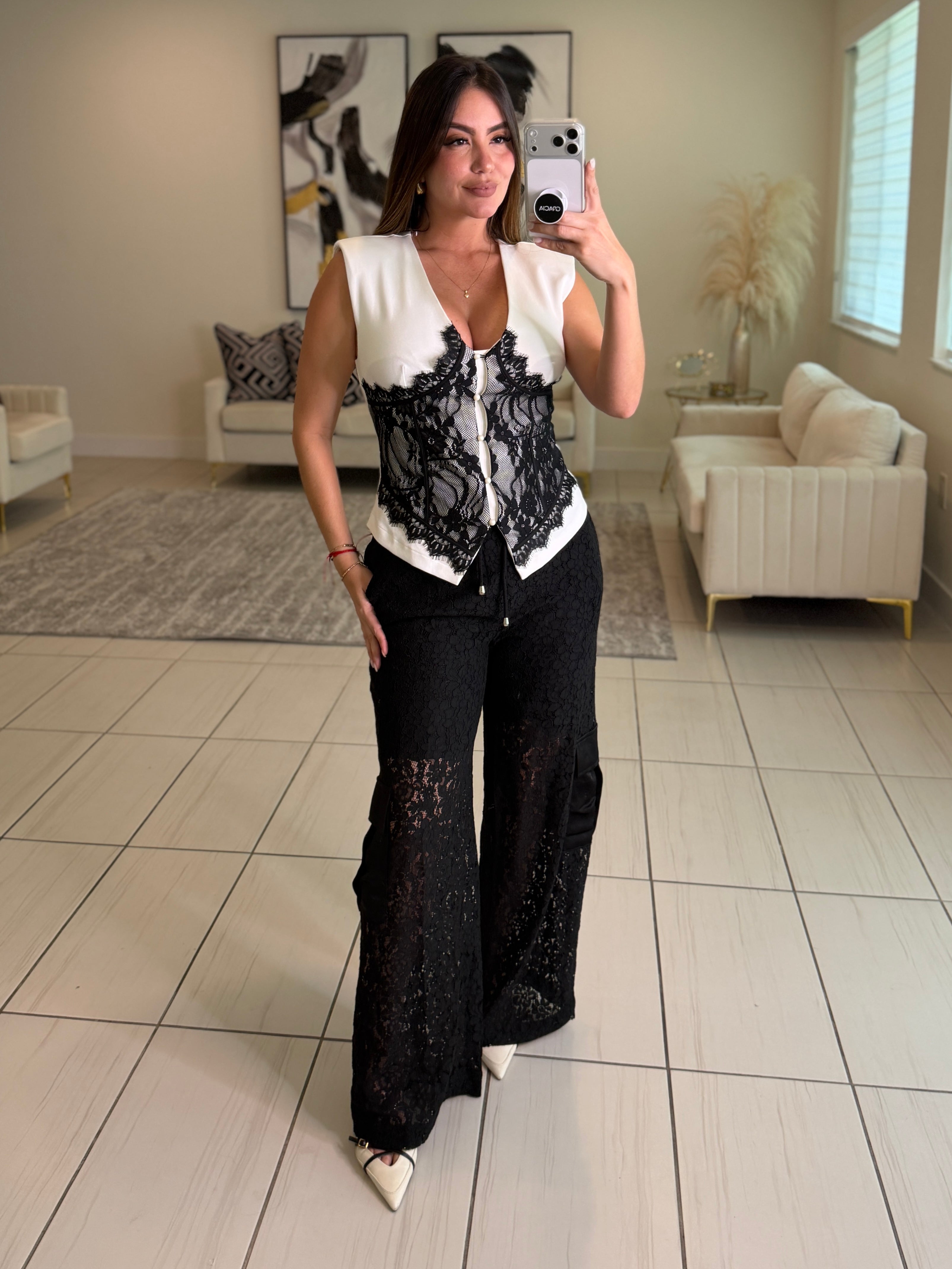 Luxe Lace Corset White Top