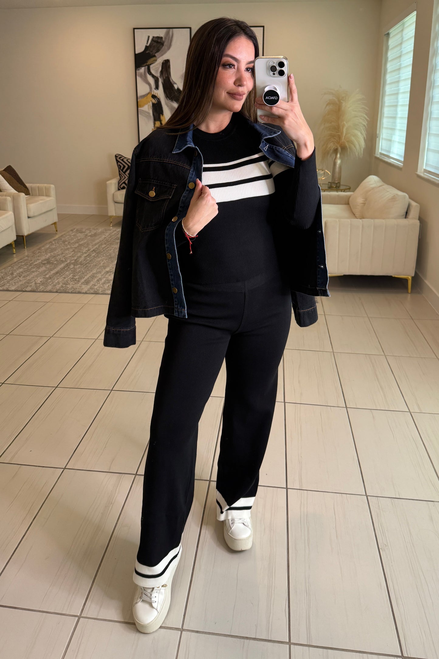 Iconic Knit Black Pant Set
