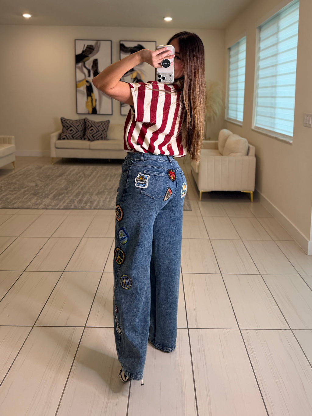 Sweet Stripes Red Wine Top
