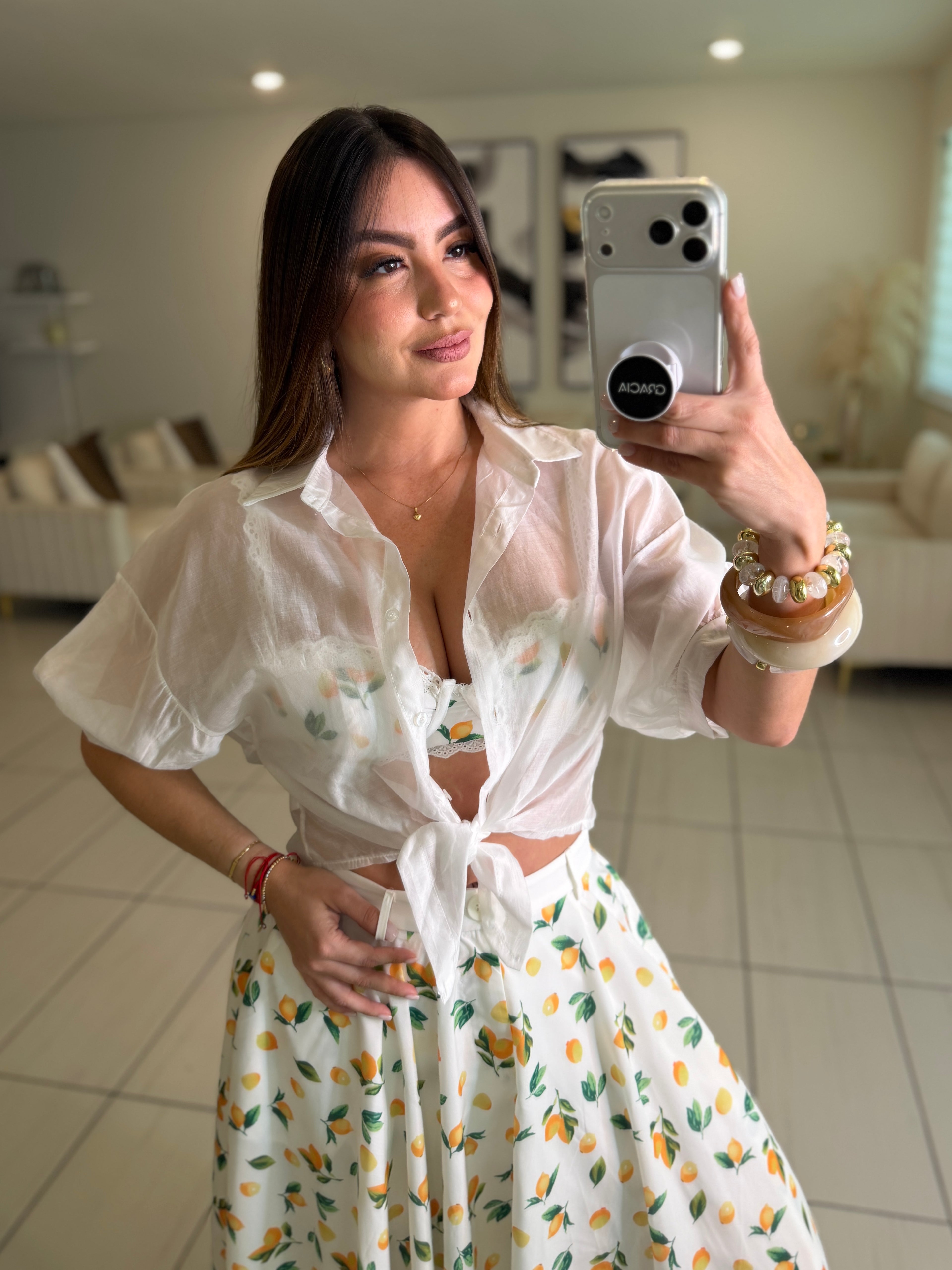 Amalfi Lemons White Skirt Set