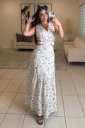 Garden Drift White Maxi Dress