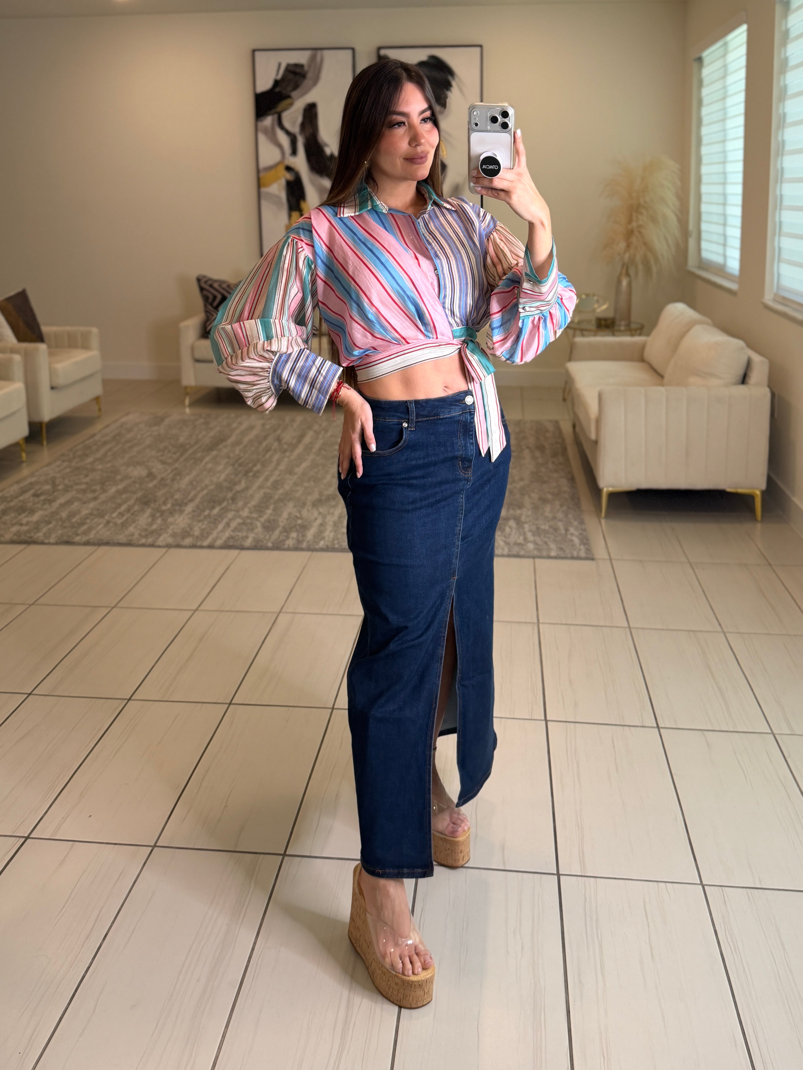 Lustrate Line Denim Skirt