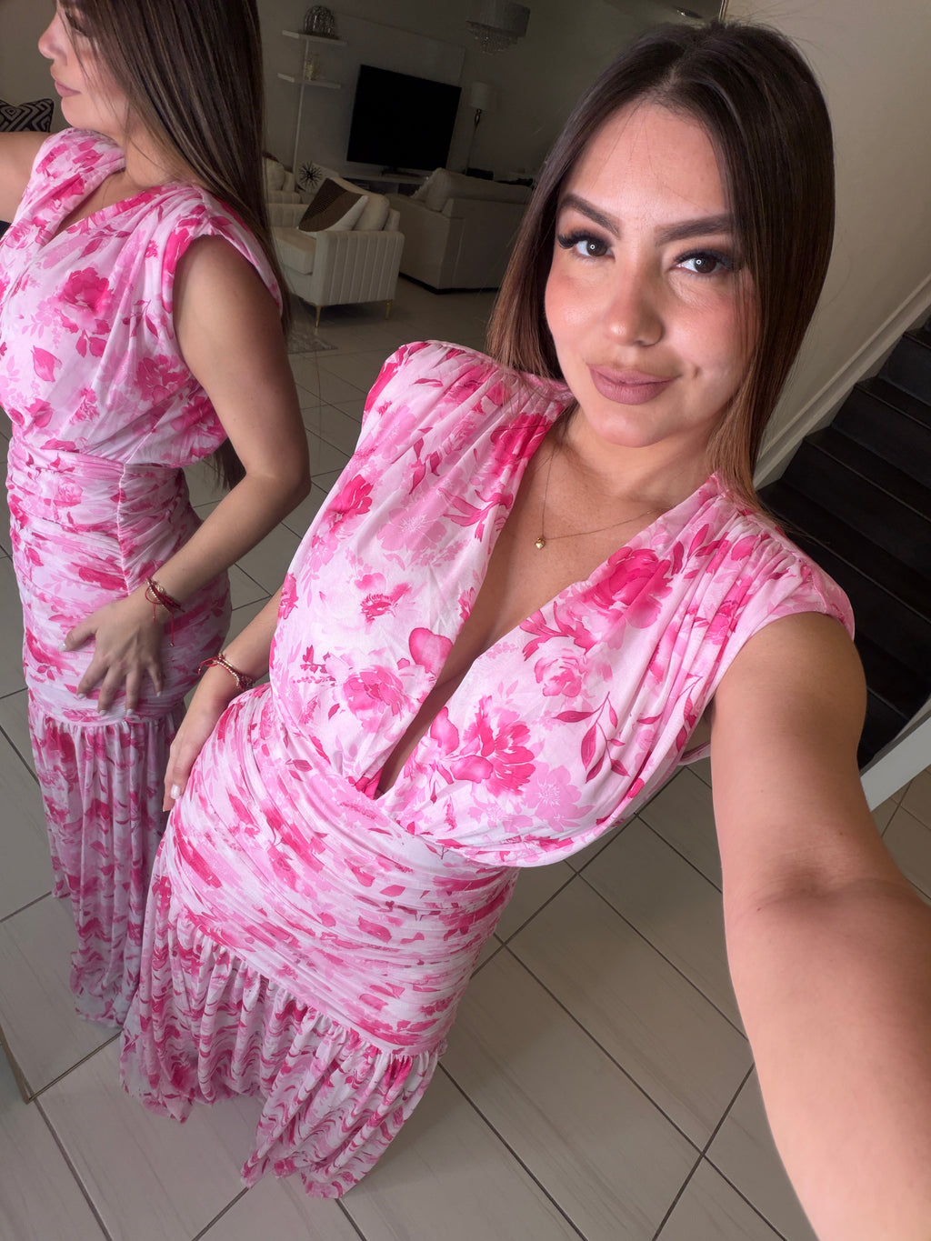 Poetic Floral Pink Maxi Dress
