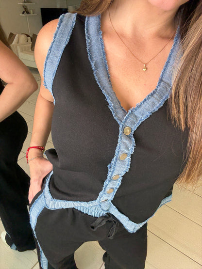 Iconic Black and Denim Contrast Set