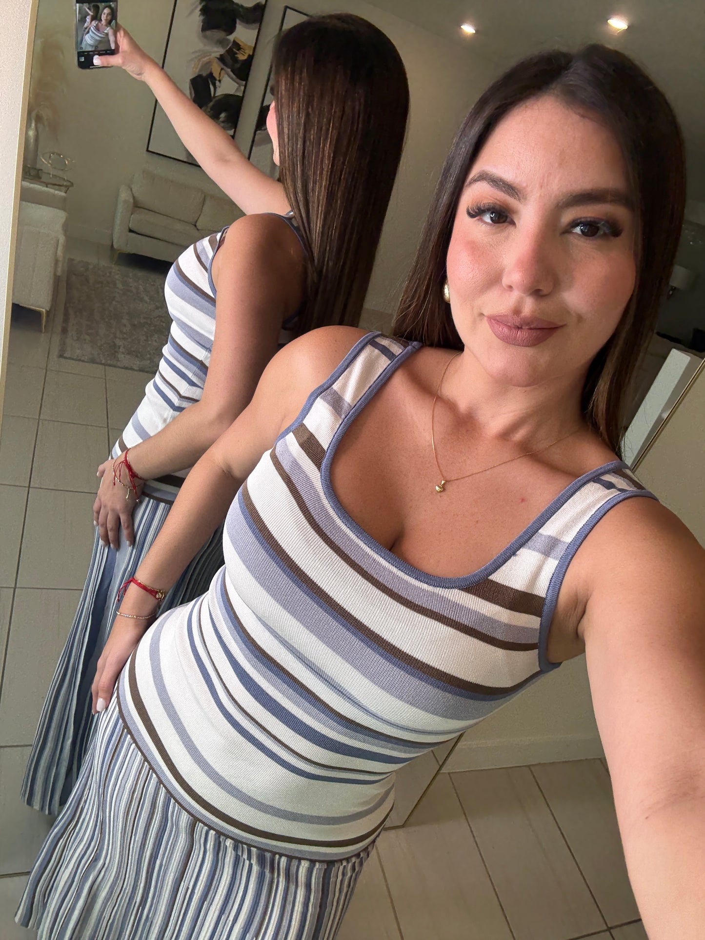 Linear Muse Stripes Blue Maxi Dress