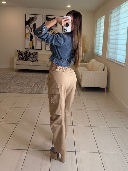 Sahara Muse Khaki Barrel Pants