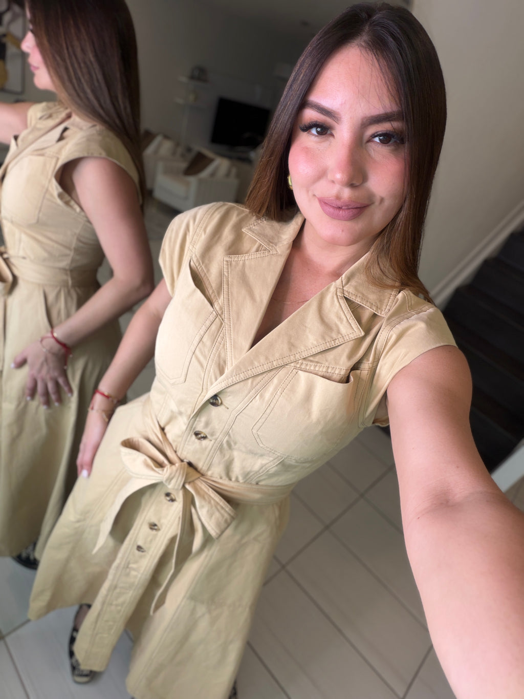 Radiant Khaki Midi Dress
