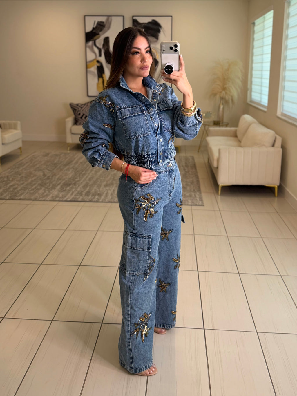 Wild Ornate Denim Pant Set