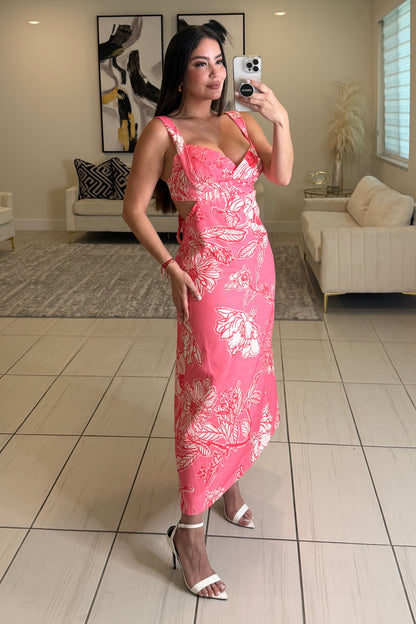 Villa Escape Coral Midi Dress